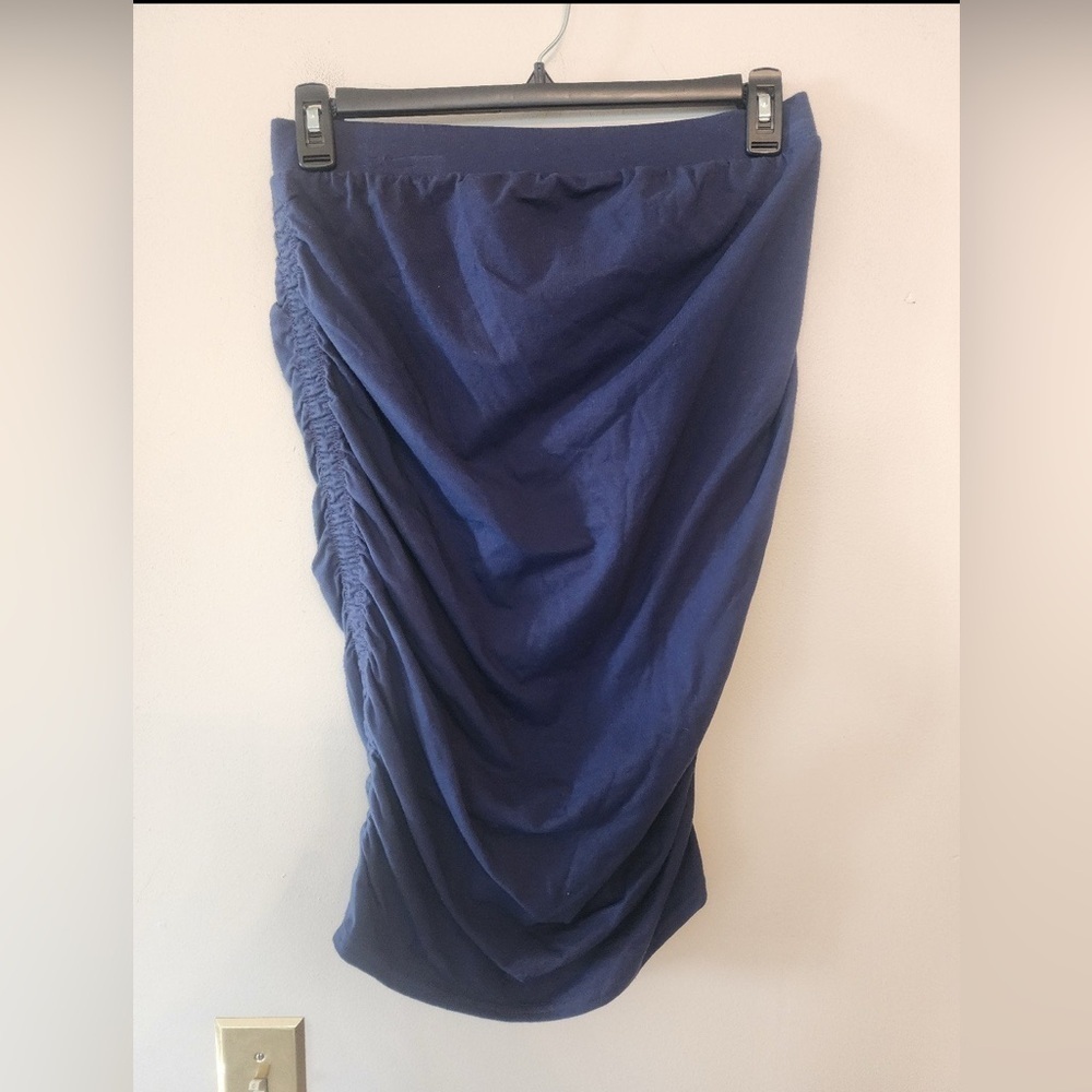 Isabel Women's Navy Blue Ruched Side Stretch Skirt Size M